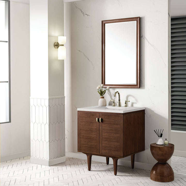 Amberly 30" Single Vanity, Mid-Century Walnut w/ 3 CM Lime Delight Top