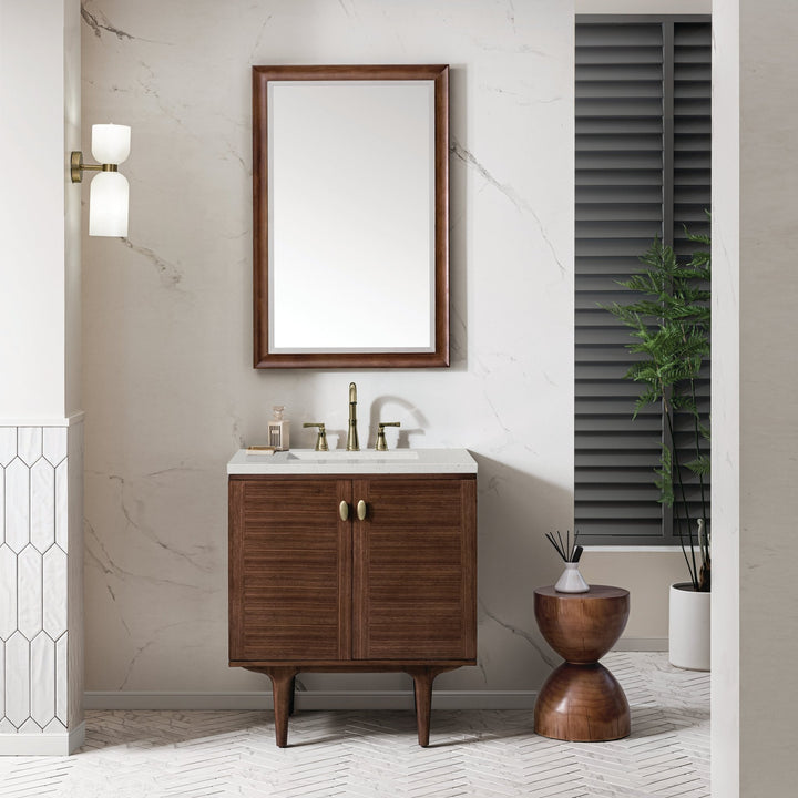 Amberly 30" Single Vanity, Mid-Century Walnut w/ 3 CM Lime Delight Top