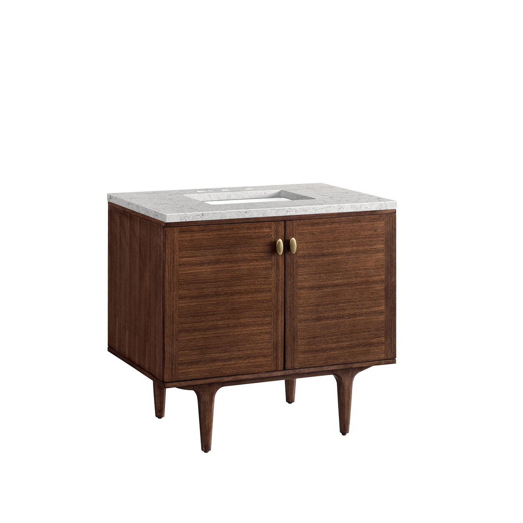 Amberly 36" Single Vanity, Mid-Century Walnut w/ 3 CM Eternal Jasmine Pearl Top