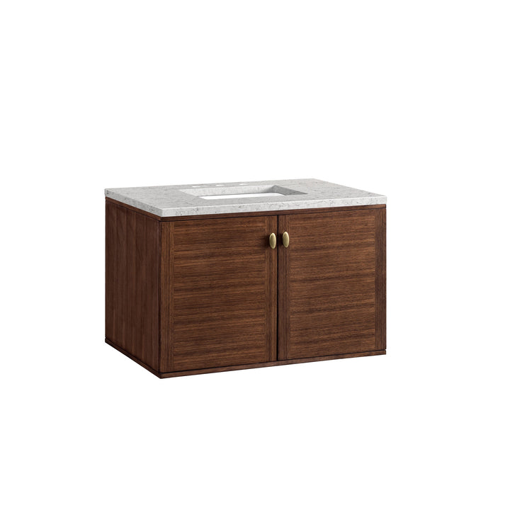 Amberly 36" Single Vanity, Mid-Century Walnut w/ 3 CM Eternal Jasmine Pearl Top