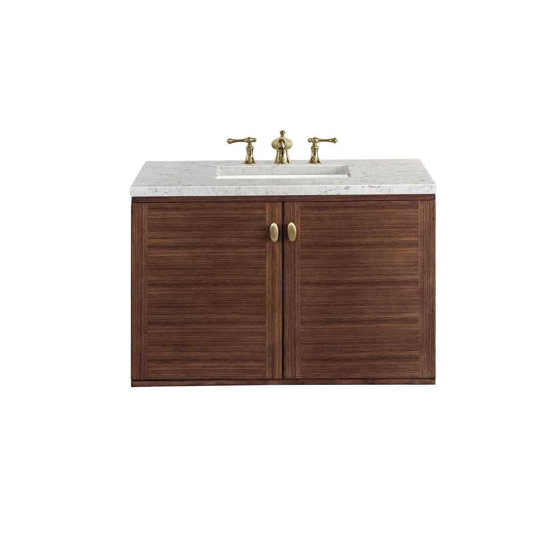 Amberly 36" Single Vanity, Mid-Century Walnut w/ 3 CM Eternal Jasmine Pearl Top