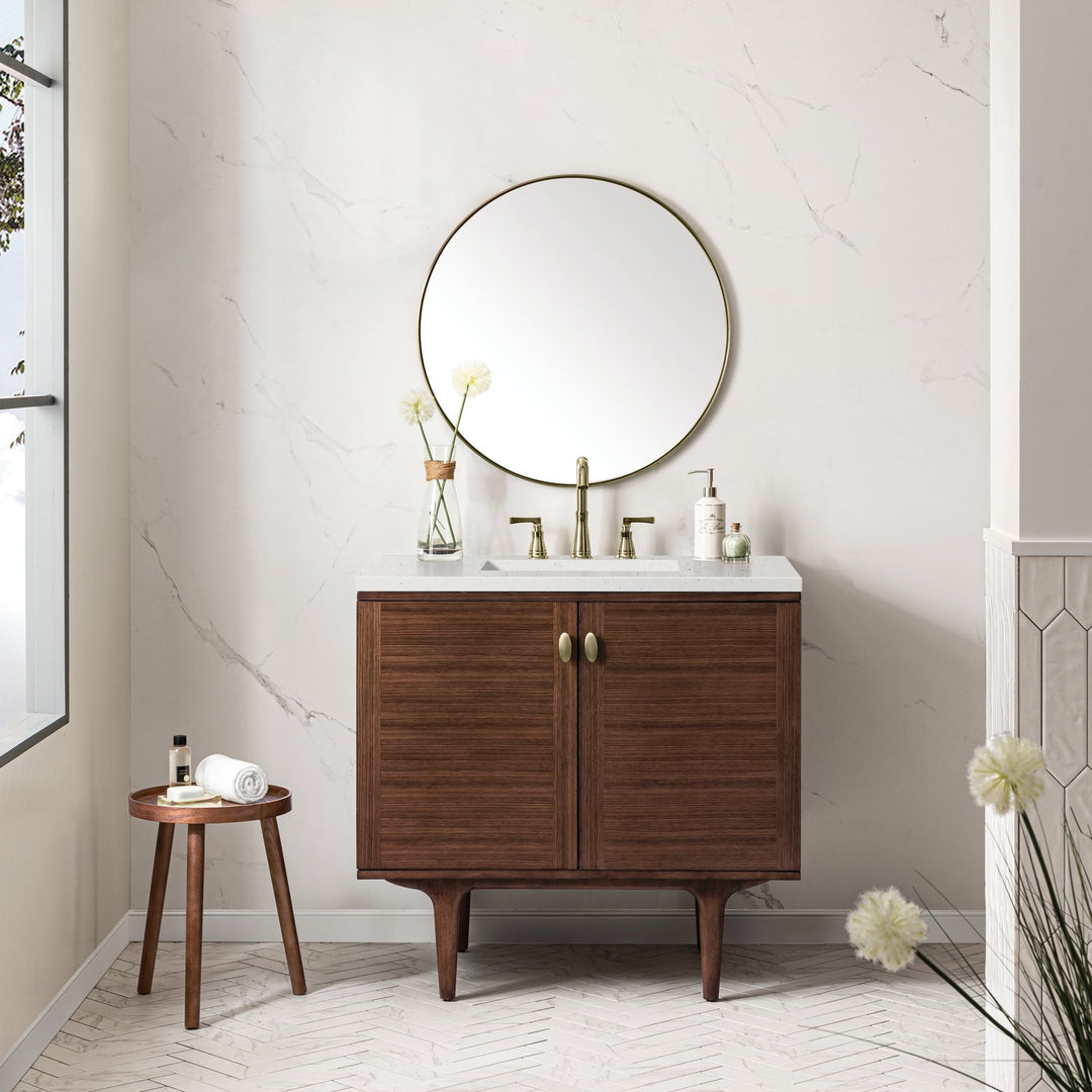 Amberly 36" Single Vanity, Mid-Century Walnut w/ 3 CM Lime Delight Top