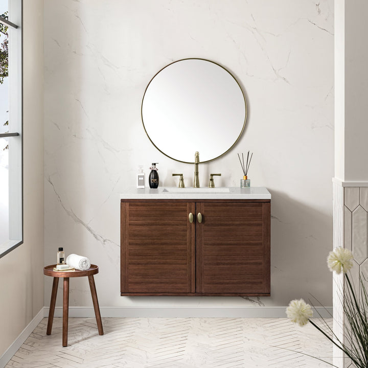 Amberly 36" Single Vanity, Mid-Century Walnut w/ 3 CM Lime Delight Top