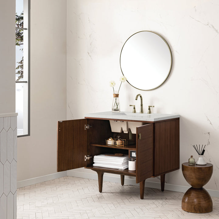 Amberly 36" Single Vanity, Mid-Century Walnut w/ 3 CM Lime Delight Top
