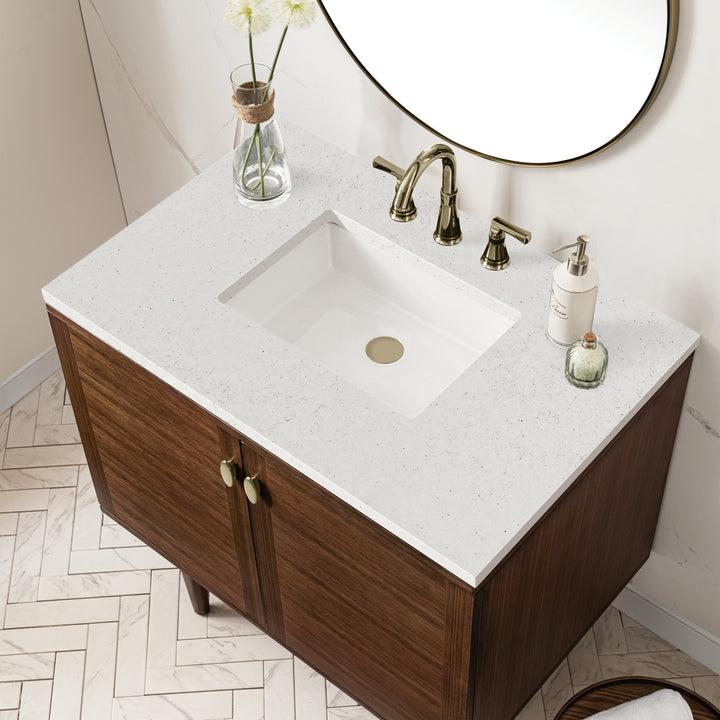 Amberly 36" Single Vanity, Mid-Century Walnut w/ 3 CM Lime Delight Top