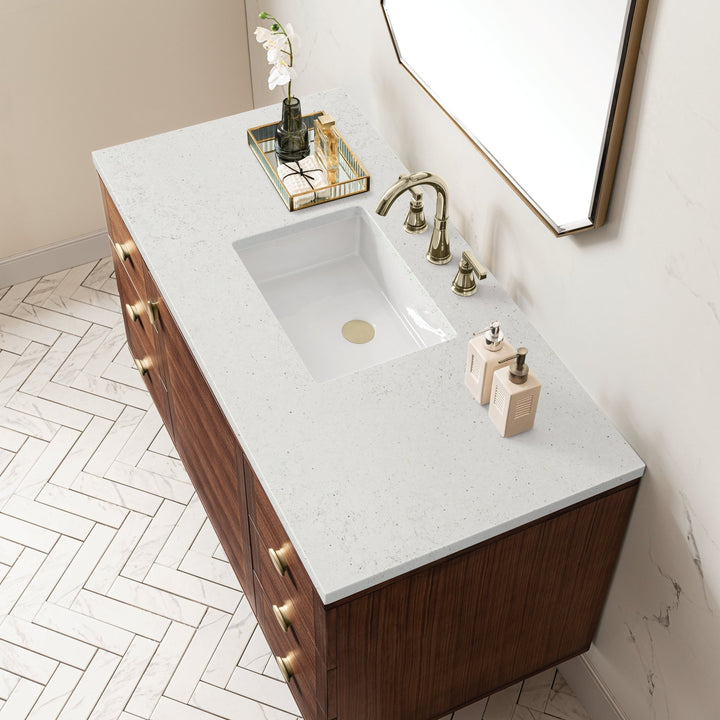 Amberly 48" Single Vanity, Mid-Century Walnut w/ 3 CM Lime Delight Top