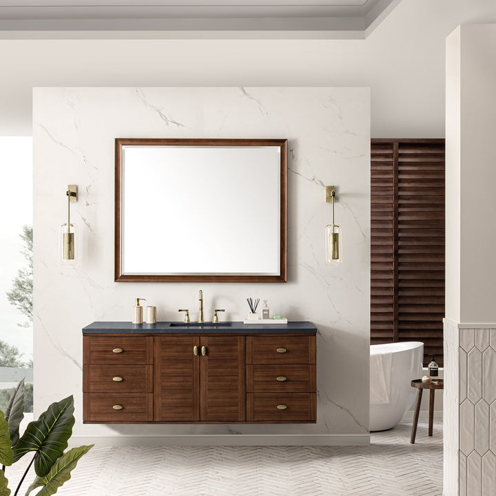 Amberly 60" Single Vanity, Mid-Century Walnut w/ 3 CM Charcoal Soapstone Top