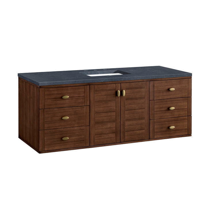 Amberly 60" Single Vanity, Mid-Century Walnut w/ 3 CM Charcoal Soapstone Top