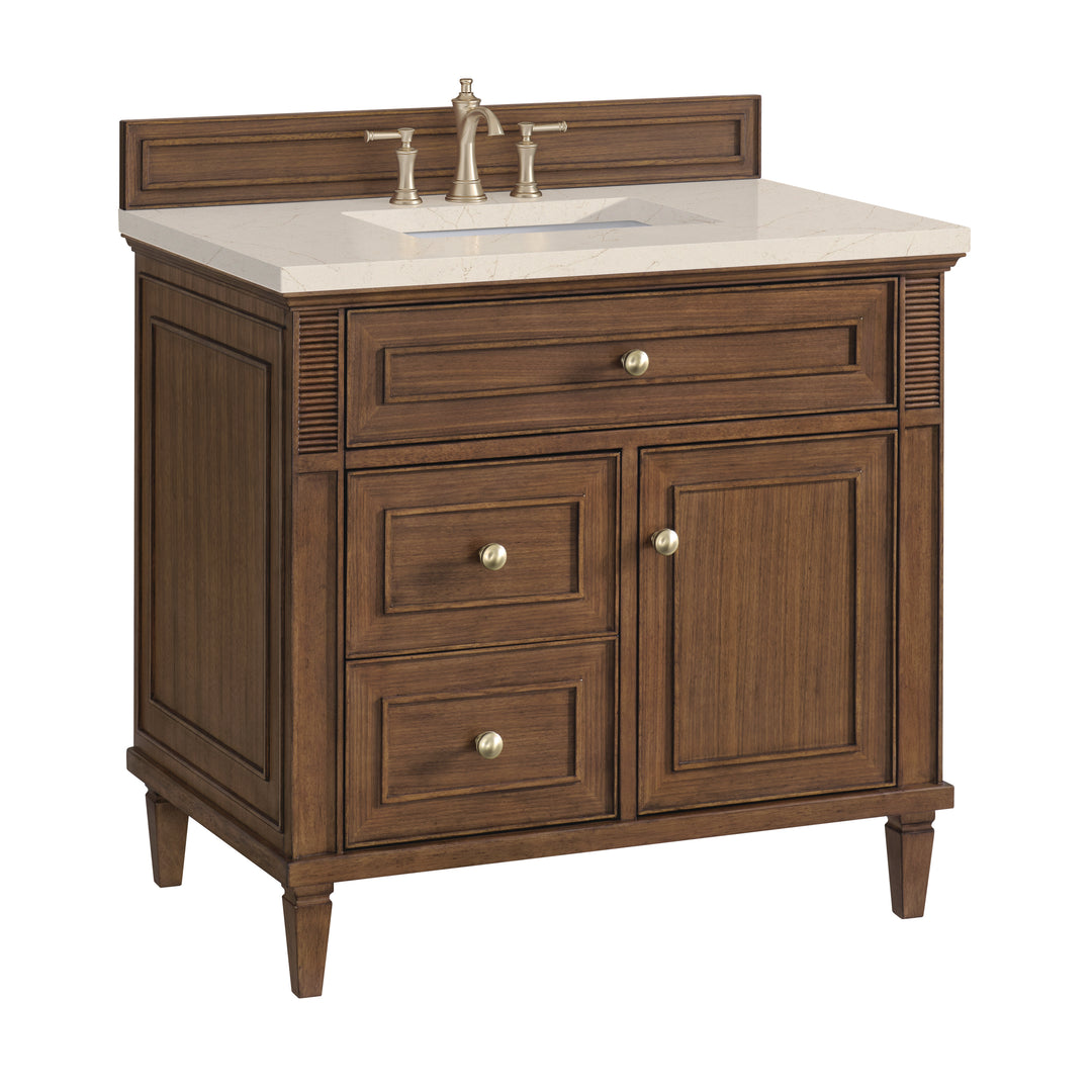 Lorelai 36" Single Vanity, Mid-Century Walnut w/ 3 CM Eternal Marfil Silestone Top