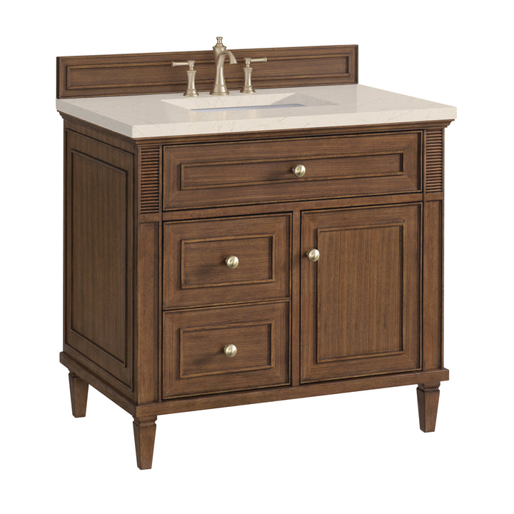 Lorelai 36" Single Vanity, Mid-Century Walnut w/ 3 CM Eternal Marfil Silestone Top