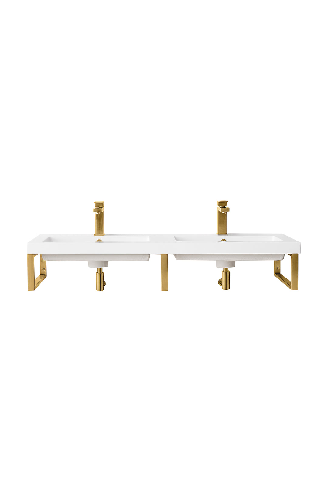 Three Boston 18" Wall Brackets, Radiant Gold w/ 47" White Glossy Composite Stone Top