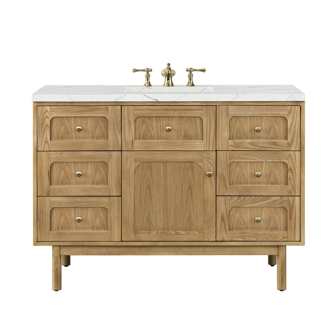 Laurent 48" Single Vanity, Light Natural Oak w/ 3 CM Ethereal Noctis Top w/FreePower Wireless Charger