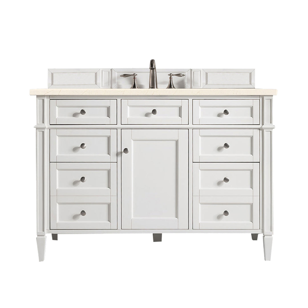 Brittany 48" Single Vanity, Bright White w/ 3 CM Eternal Marfil Silestone Top