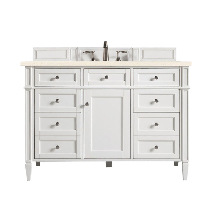 Brittany 48" Single Vanity, Bright White w/ 3 CM Eternal Marfil Silestone Top