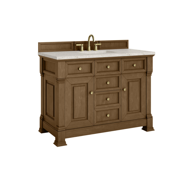 Brookfield 48" Single Vanity, Honey Oak w/ 3 CM Victorian Silver Silestone® Top