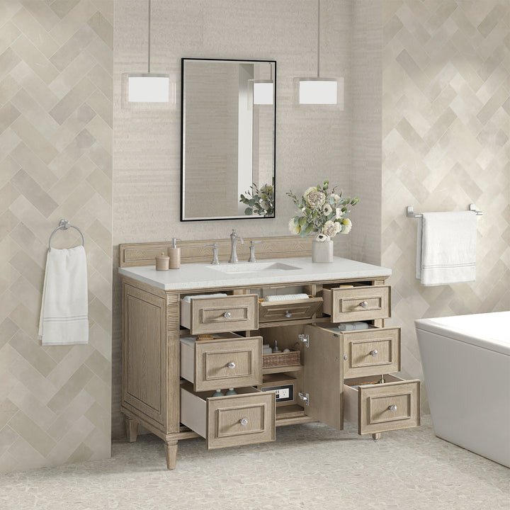 Lorelai 48" Single Vanity, Whitewashed Oak w/ 3 CM Lime Delight Silestone Top
