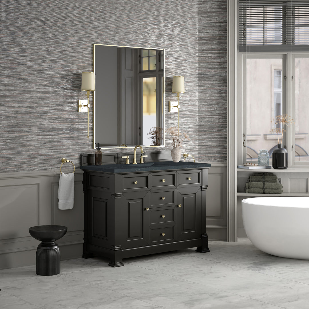 Brookfield 48" Single Vanity, Black Onyx w/3 CM Charcoal Soapstone Silestone® Top