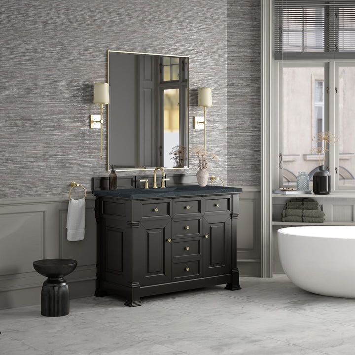 Brookfield 48" Single Vanity, Black Onyx w/3 CM Charcoal Soapstone Silestone® Top