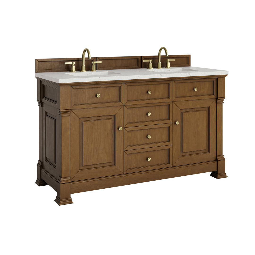 Brookfield 60" Double Vanity, Honey Oak w/ 3 CM Lime Delight Silestone® Top
