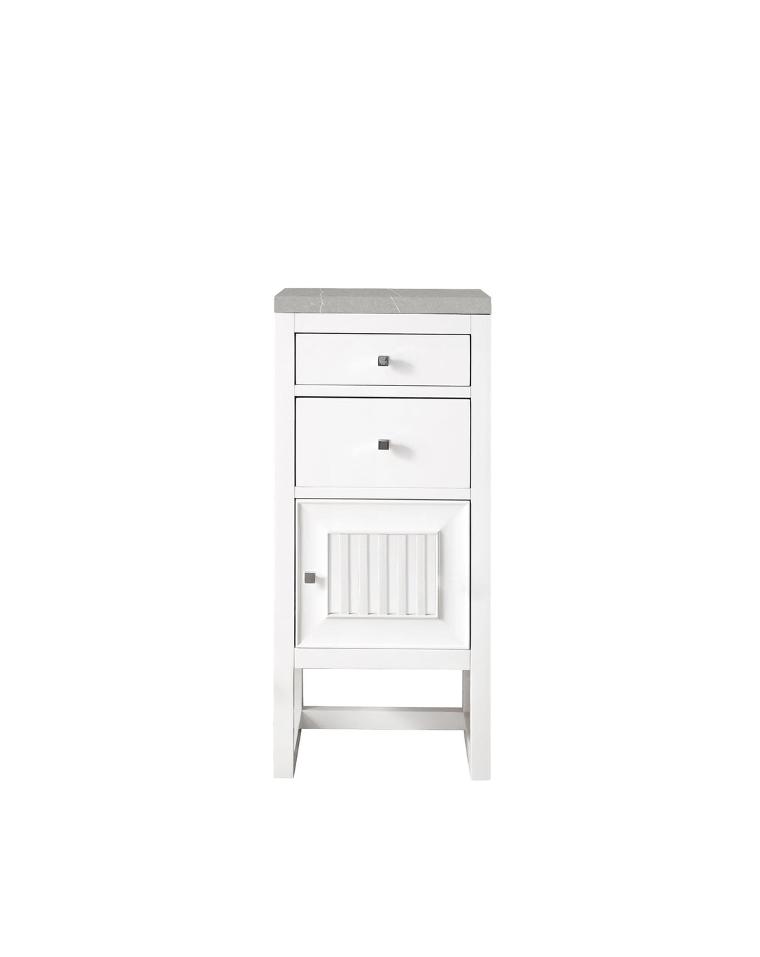 Athens 15" Base Cabinet w/ Drawers and Right Door, Glossy White w/ 3 CM Eternal Serena Top