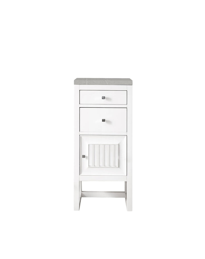 Athens 15" Base Cabinet w/ Drawers and Right Door, Glossy White w/ 3 CM Eternal Serena Top