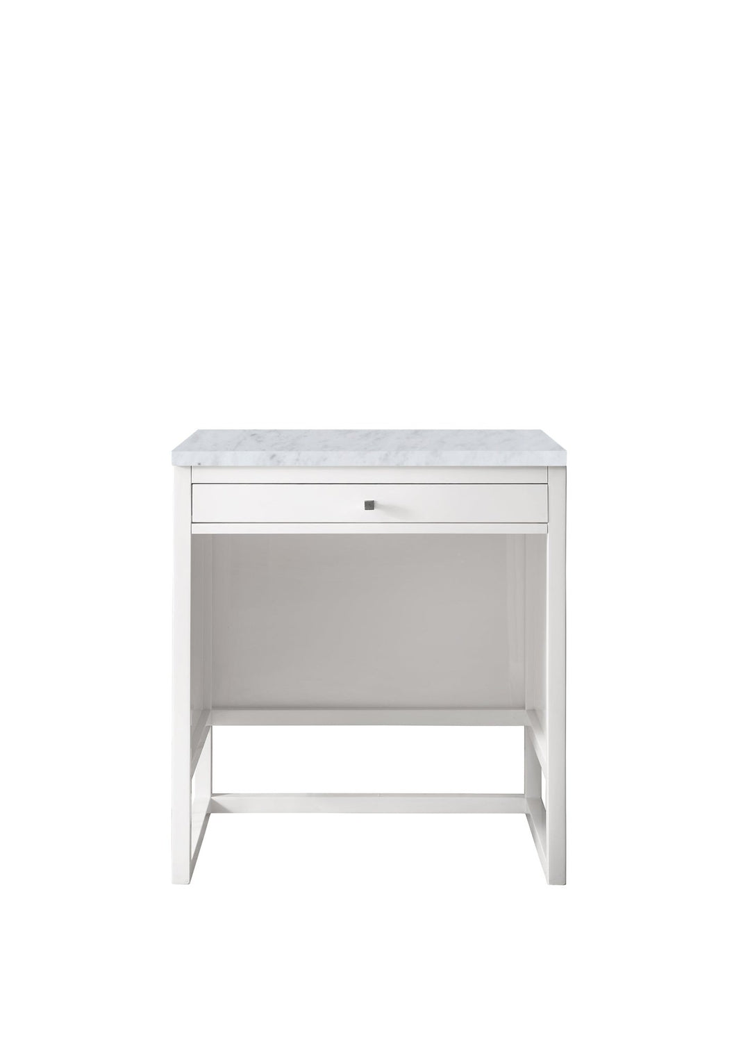 Athens 30" Countertop Unit, Glossy White w/ 3 CM Carrara Marble Top