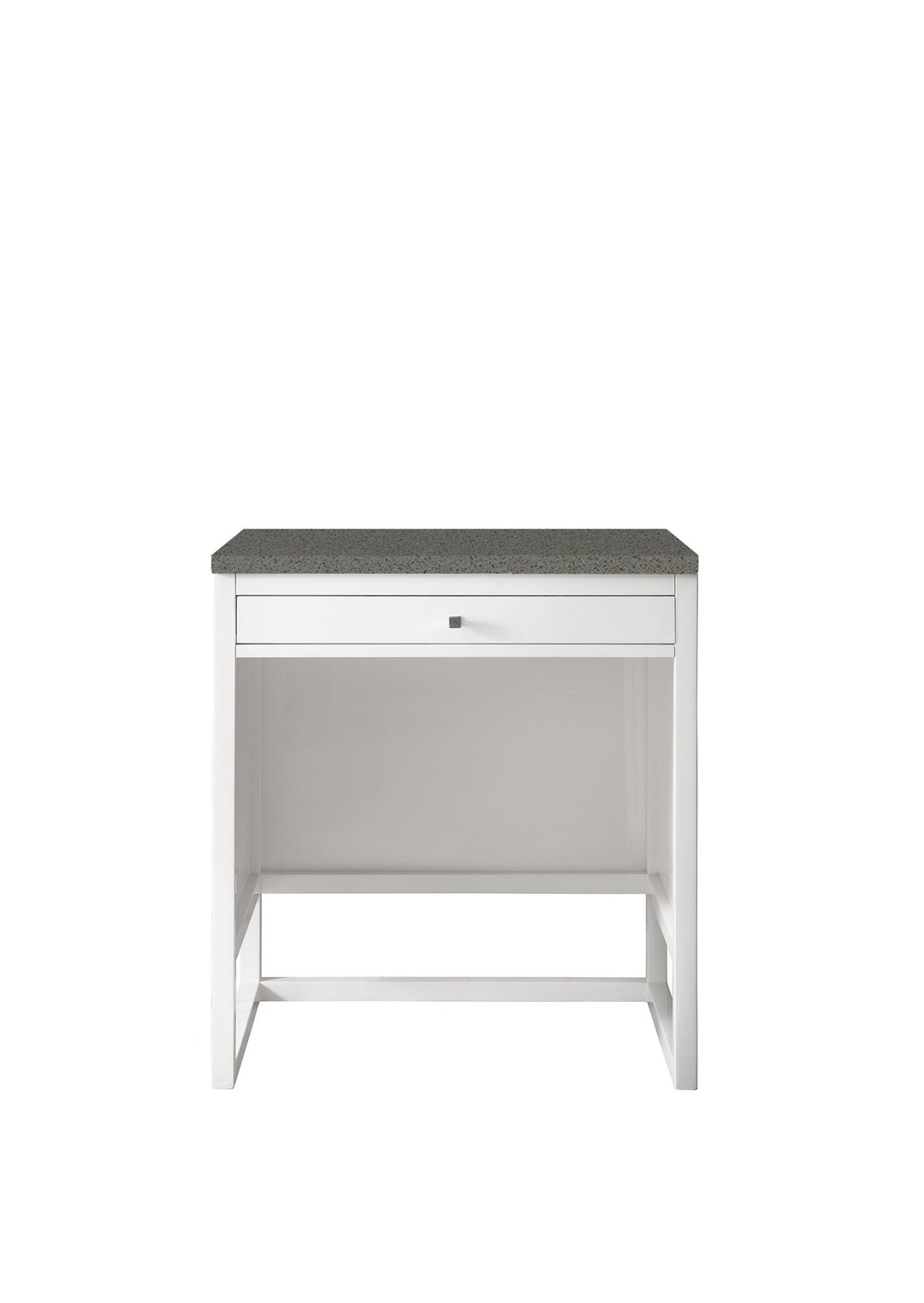 Athens 30" Countertop Unit, Glossy White w/ 3 CM Grey Expo Silestone Top