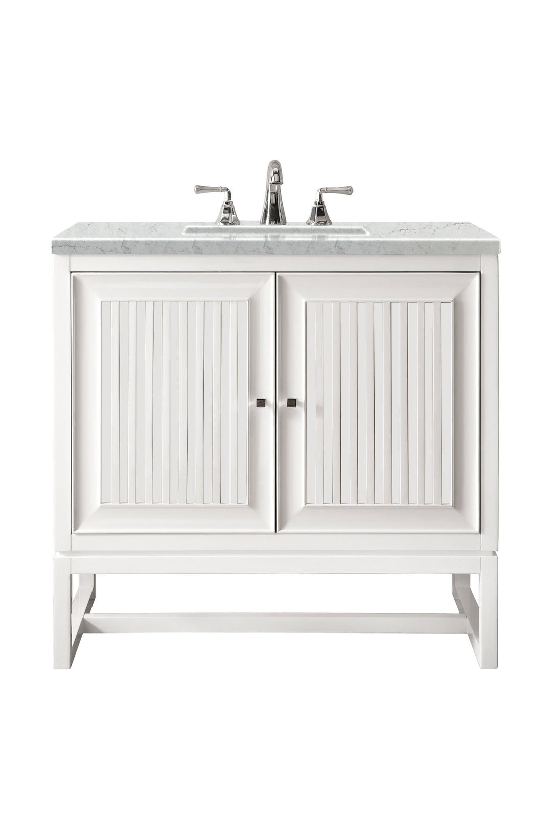 Athens 30" Single Vanity, Glossy White w/ 3 CM Eternal Jasmine Pearl Silestone Top