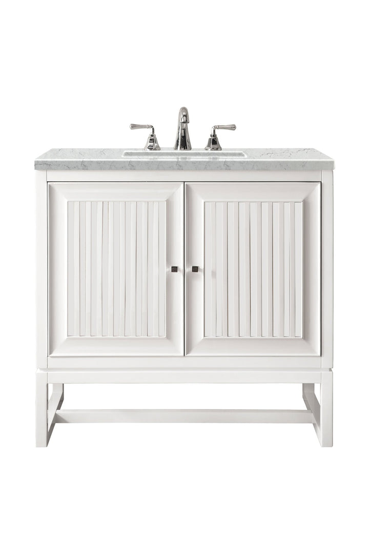 Athens 30" Single Vanity, Glossy White w/ 3 CM Eternal Jasmine Pearl Silestone Top