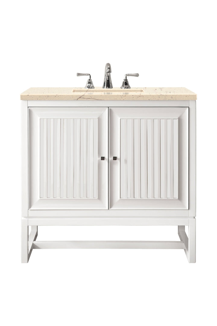 Athens 30" Single Vanity, Glossy White w/ 3 CM Eternal Marfil Top