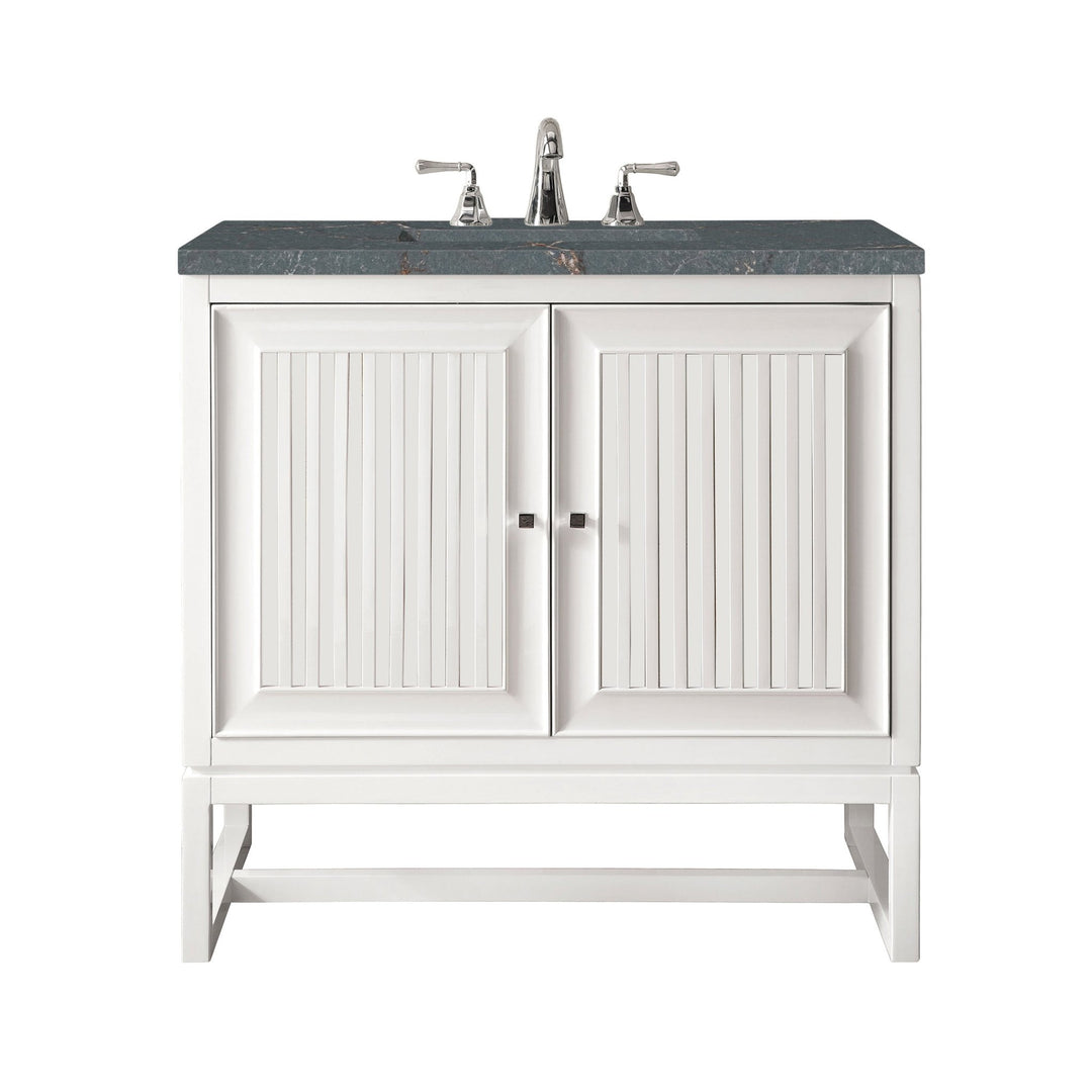 Athens 30" Single Vanity, Glossy White w/ 3 CM Parisien Bleu Silestone Top