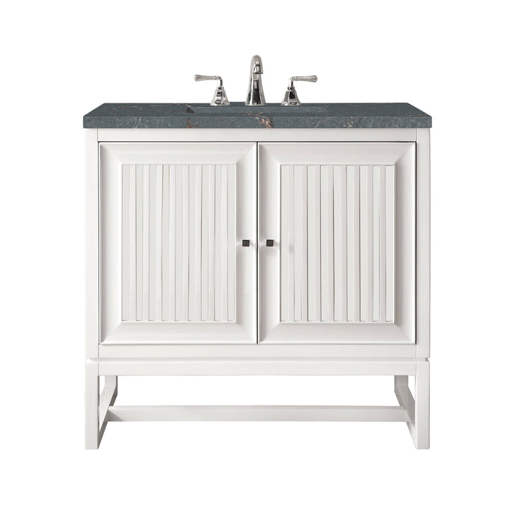Athens 30" Single Vanity, Glossy White w/ 3 CM Parisien Bleu Silestone Top