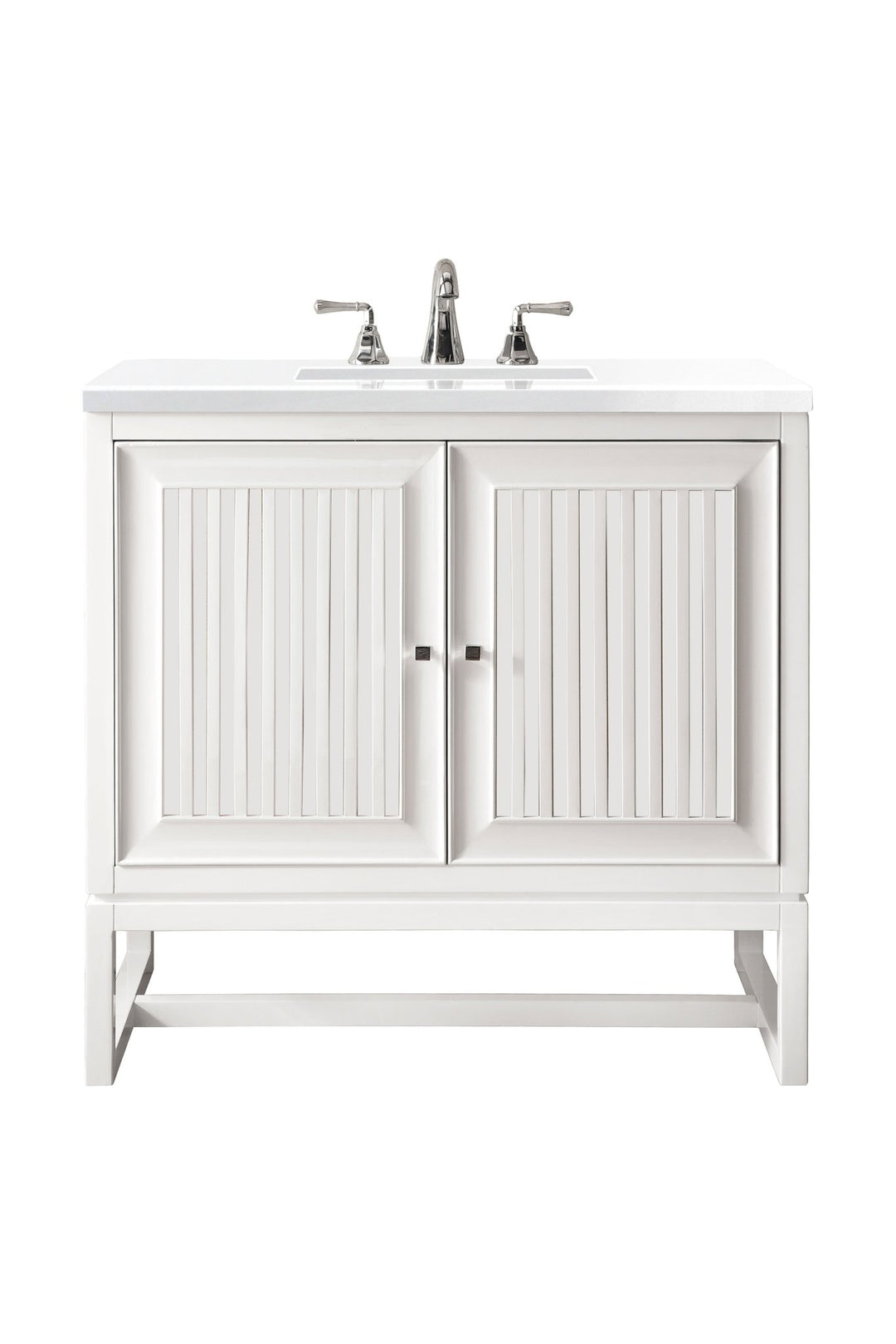 Athens 30" Single Vanity, Glossy White w/ 3 CM White Zeus Silestone Top