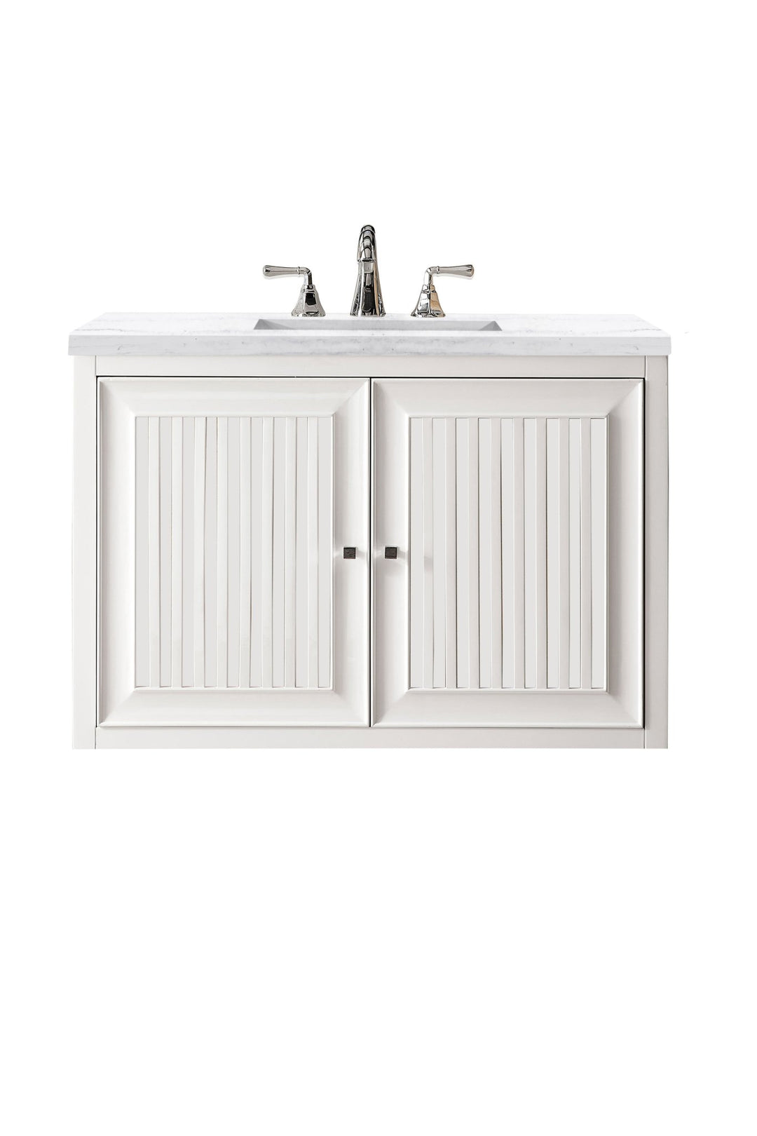 Athens 36" Single Vanity, Glossy White w/ 3 CM Arctic Fall Solid Surface Top