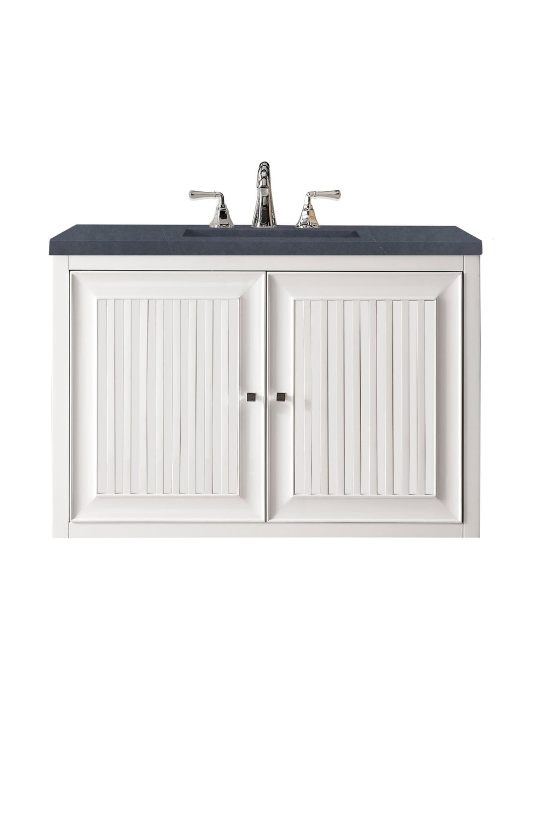 Athens 36" Single Vanity, Glossy White w/ 3 CM Charcoal Soapstone Silestone Top