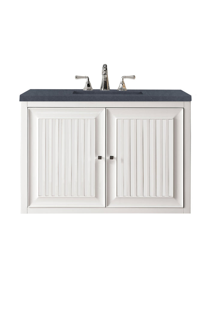 Athens 36" Single Vanity, Glossy White w/ 3 CM Charcoal Soapstone Silestone Top