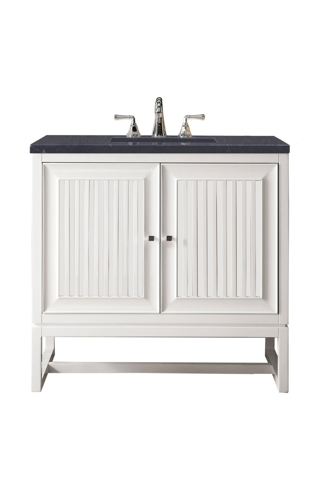 Athens 36" Single Vanity, Glossy White w/ 3 CM Charcoal Soapstone Silestone Top