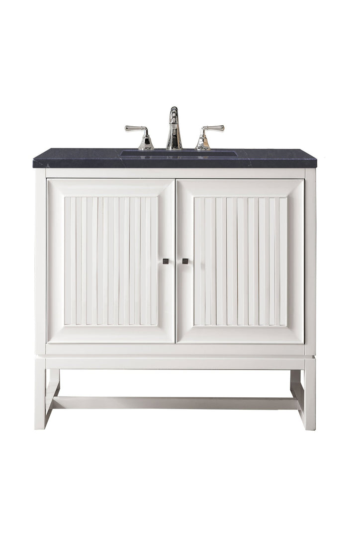 Athens 36" Single Vanity, Glossy White w/ 3 CM Charcoal Soapstone Silestone Top