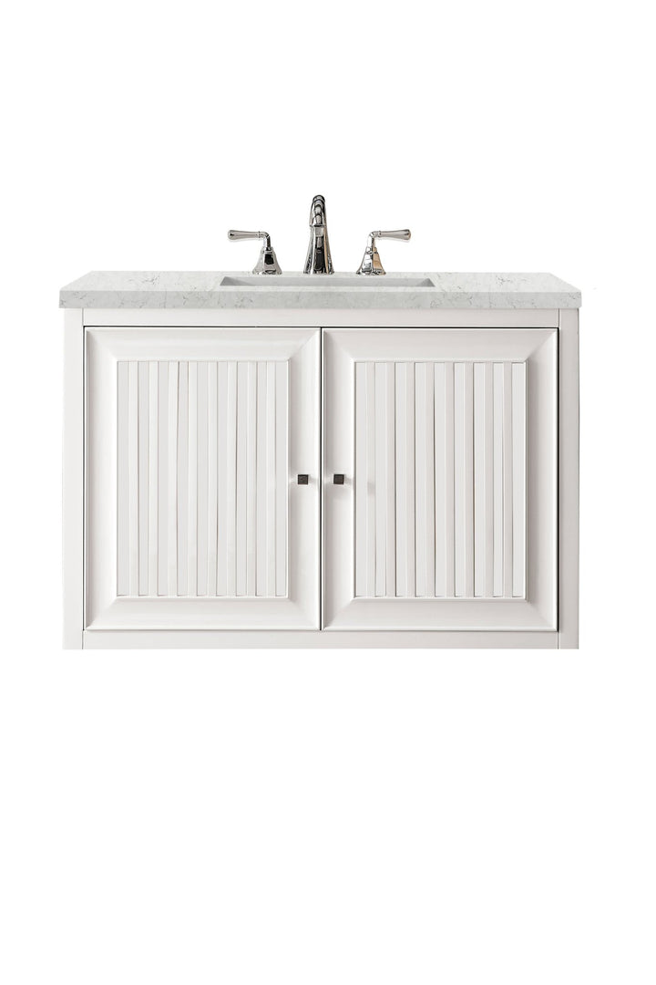 Athens 36" Single Vanity, Glossy White w/ 3 CM Eternal Jasmine Pearl Silestone Top