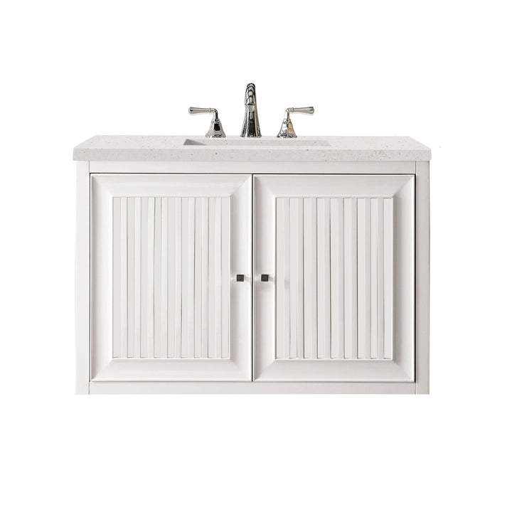 Athens 36" Single Vanity, Glossy White w/ 3 CM Lime Delight Silestone Top