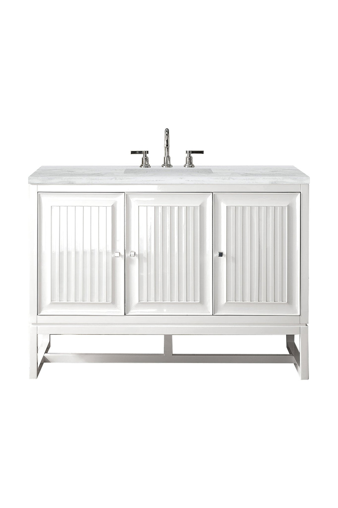 Athens 48" Single Vanity, Glossy White w/ 3 CM Arctic Fall Solid Surface Top