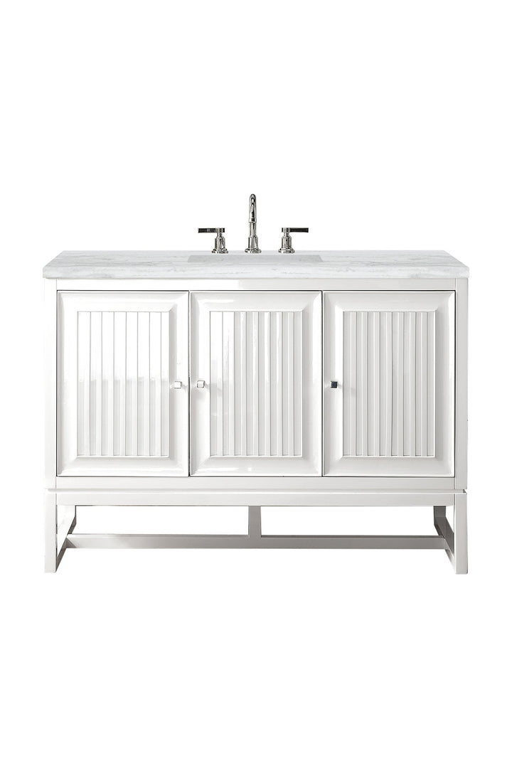 Athens 48" Single Vanity, Glossy White w/ 3 CM Arctic Fall Solid Surface Top