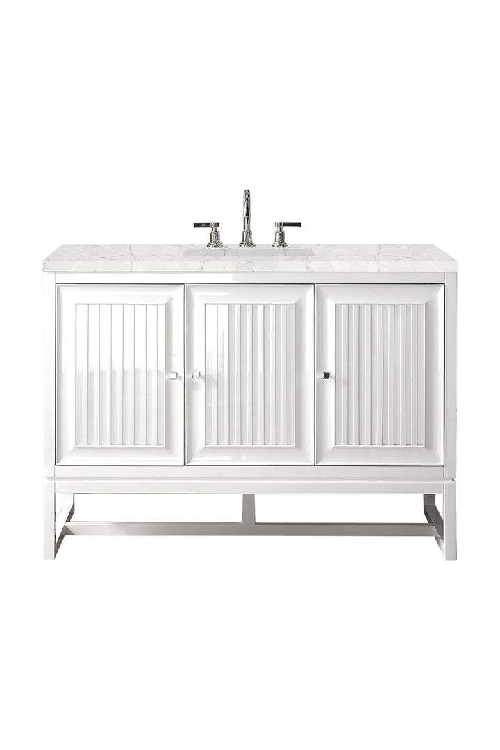 Athens 48" Single Vanity, Glossy White w/ 3 CM Eternal Jasmine Pearl Silestone Top
