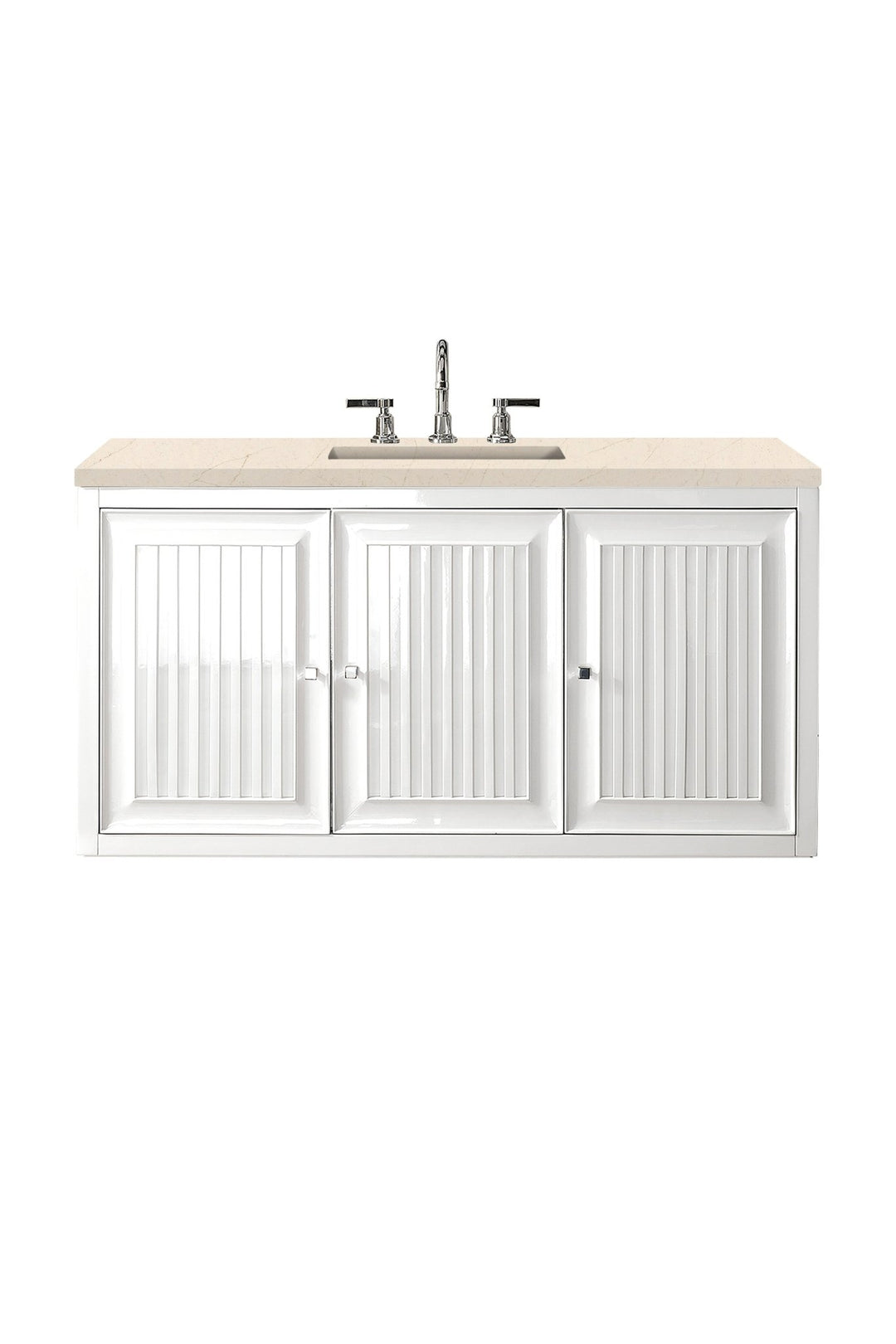 Athens 48" Single Vanity, Glossy White w/ 3 CM Eternal Marfil Top