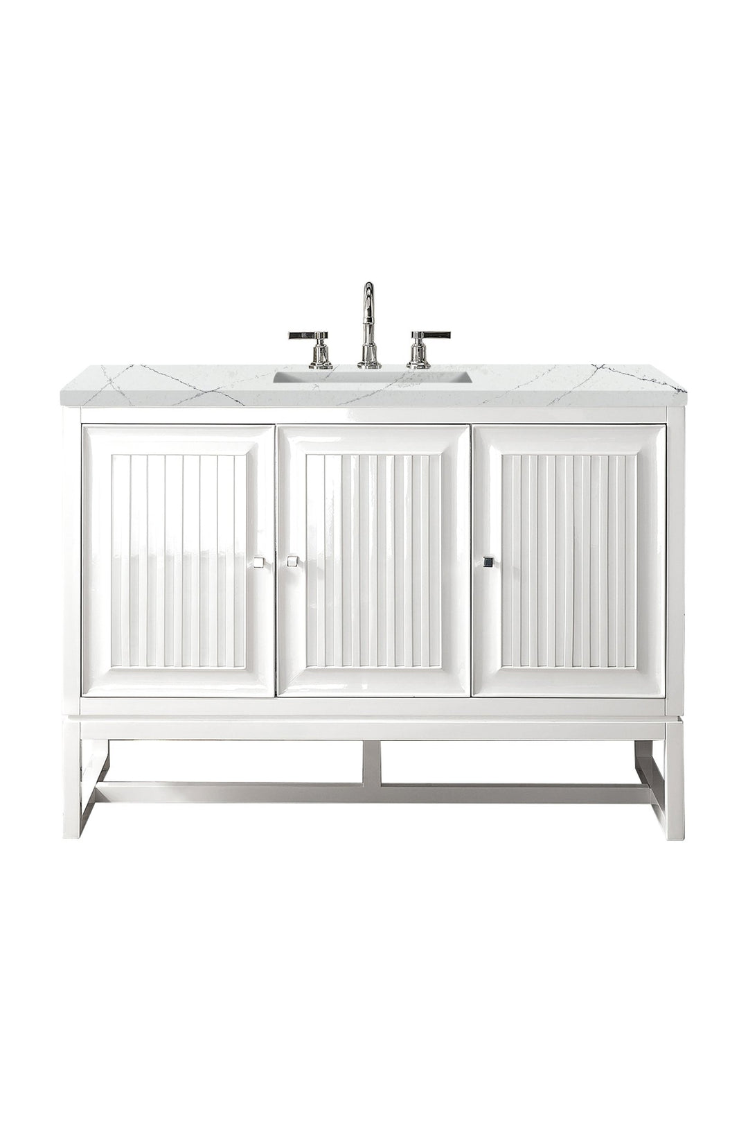 Athens 48" Single Vanity, Glossy White w/ 3 CM Ethereal Noctis Top