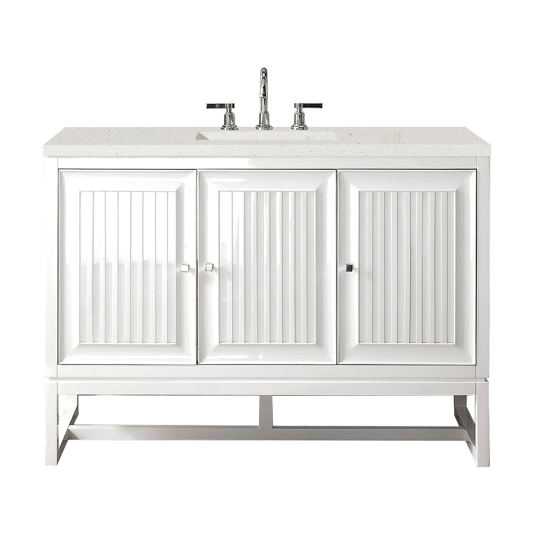 Athens 48" Single Vanity, Glossy White w/ 3 CM Lime Delight Silestone Top
