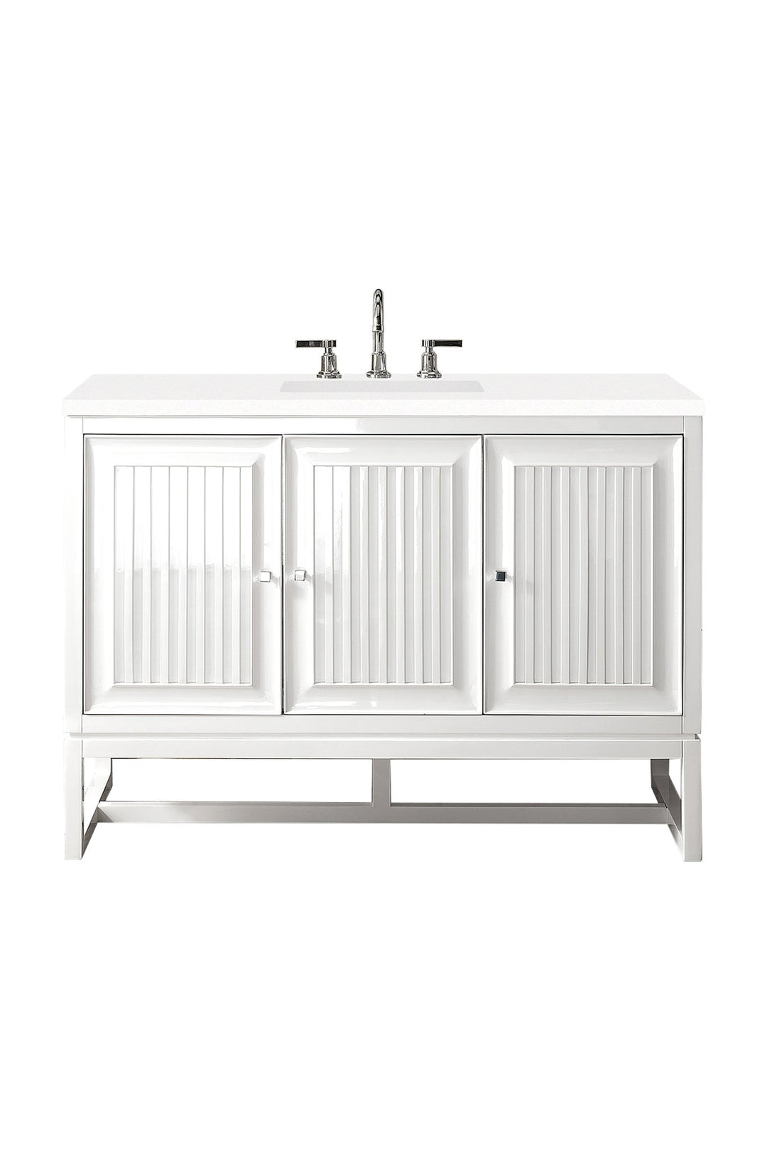 Athens 48" Single Vanity, Glossy White w/ 3 CM White Zeus Silestone Top