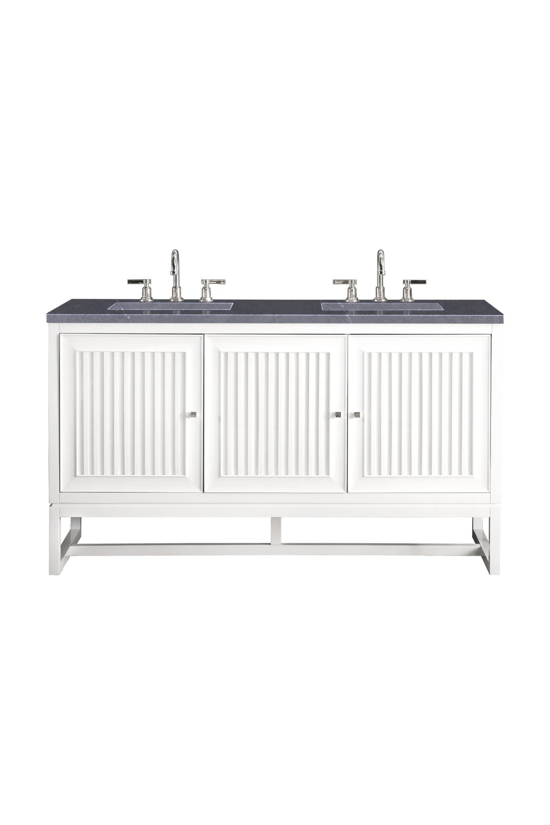 Athens 60" Double Vanity, Glossy White w/ 3 CM Charcoal Soapstone Silestone Top
