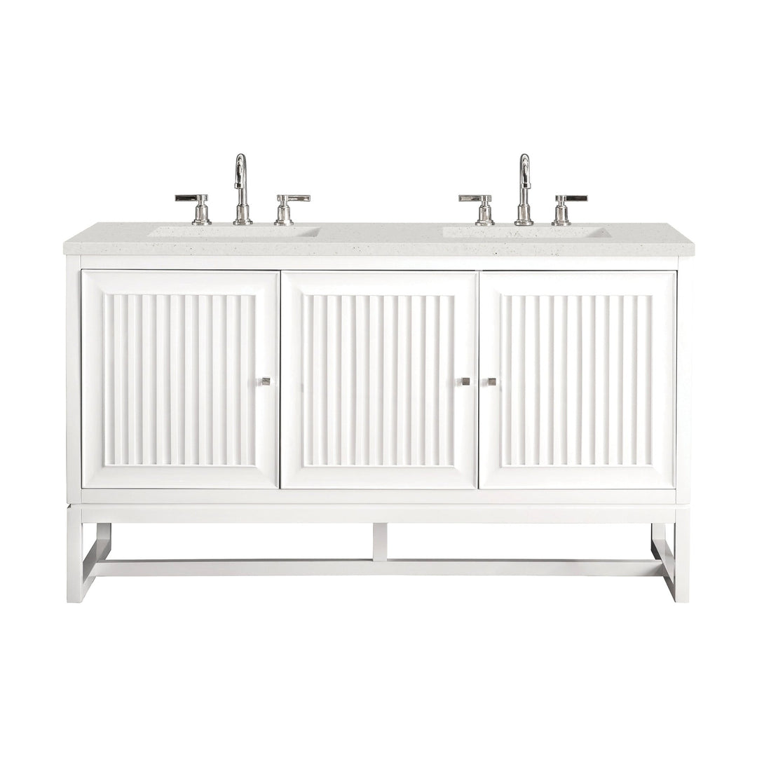 Athens 60" Double Vanity, Glossy White w/ 3 CM Lime Delight Silestone Top