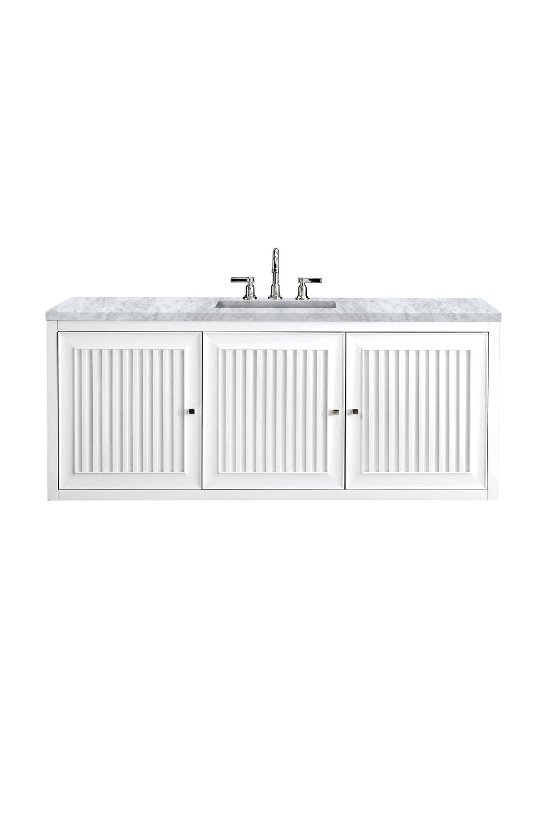 Athens 60" Single Vanity, Glossy White w/ 3 CM Carrara White Top
